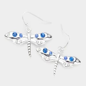 Dragonfly Blue Rhinestone Earrings 